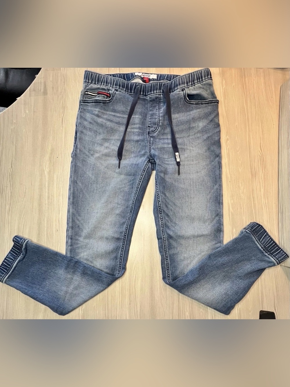 Tommy Jeans Women's Blue Denim Joggers Elastic‎ Waist Drawstring Size S